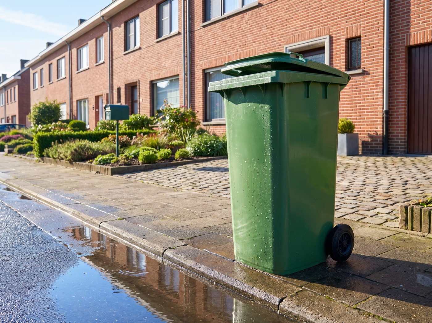 Foto van een proper gewassen groene bak